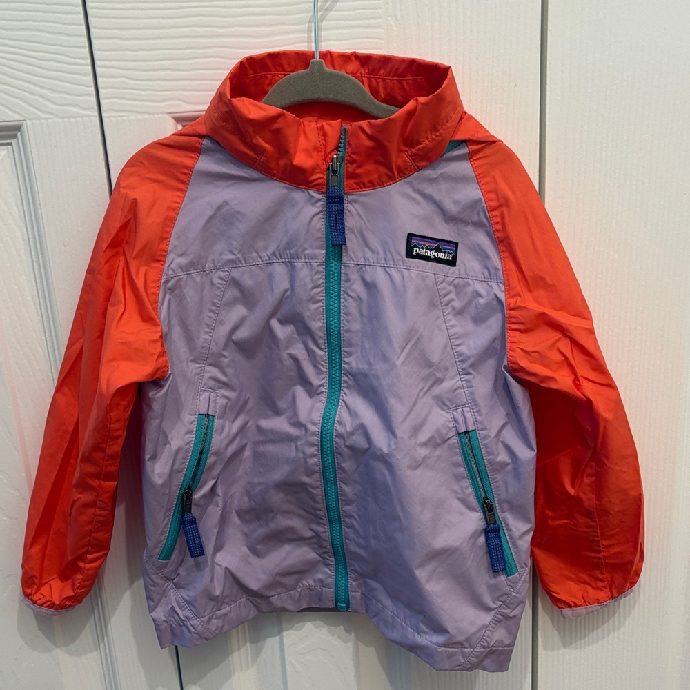 Patagonia Kids Colorblock Raincoat - Coral and Lavender